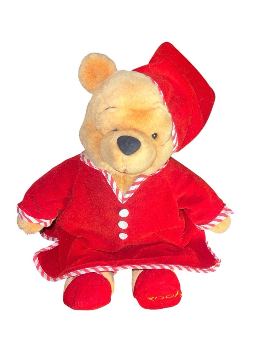 Vintage Disney Store Winnie the Pooh Christmas Pajama Plush Bear 14"